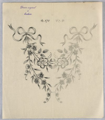 Drawing, Designs for embroidery by Unknown